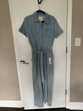 Ella Moss Anthropologie NWT Denim Utility Jumpsuit Wide-leg